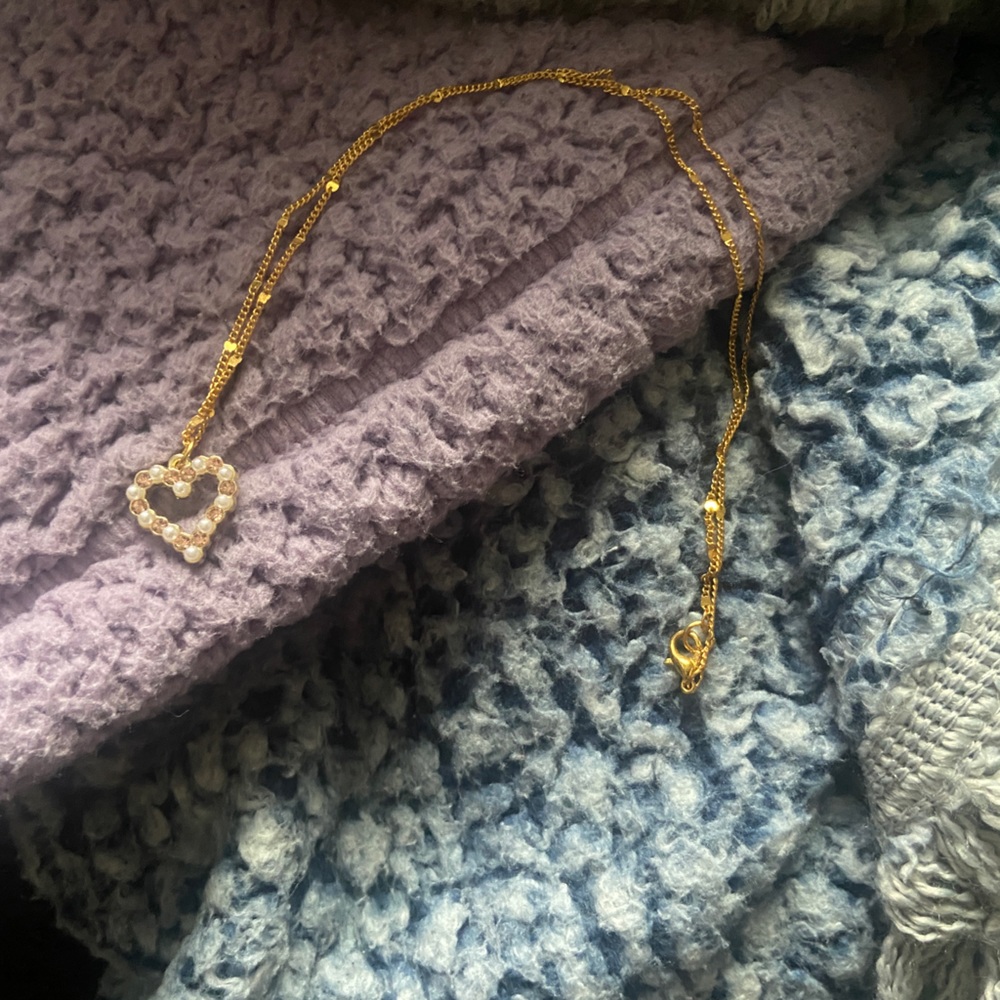 gold heart pearl necklace